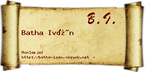 Batha Iván névjegykártya